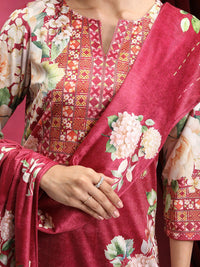 Vishudh Floral Printed Regular Notch Neck Kurta With Palazzos And Dupatta