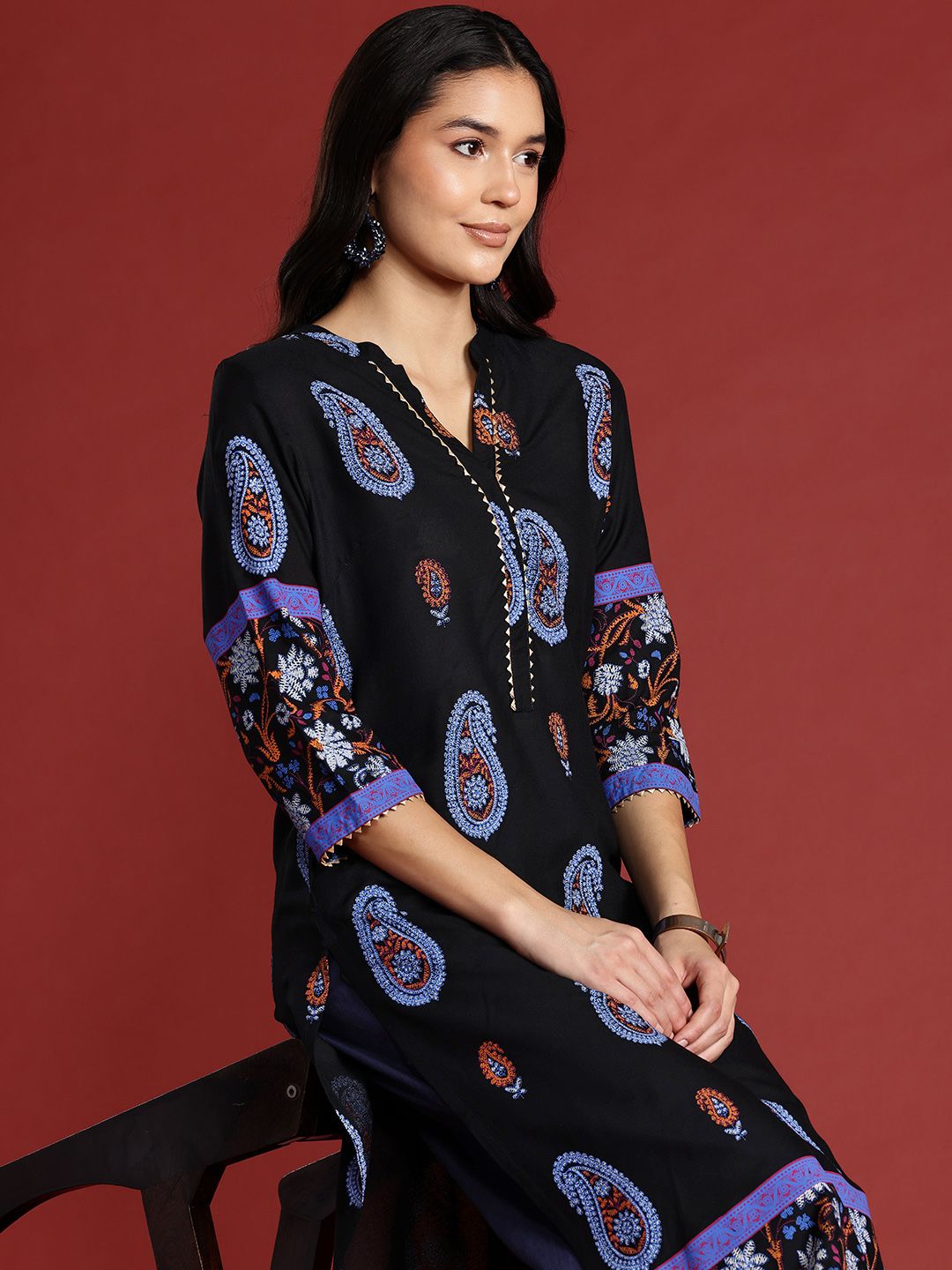 Anouk Paisley Print Gotta Patti Kurta
