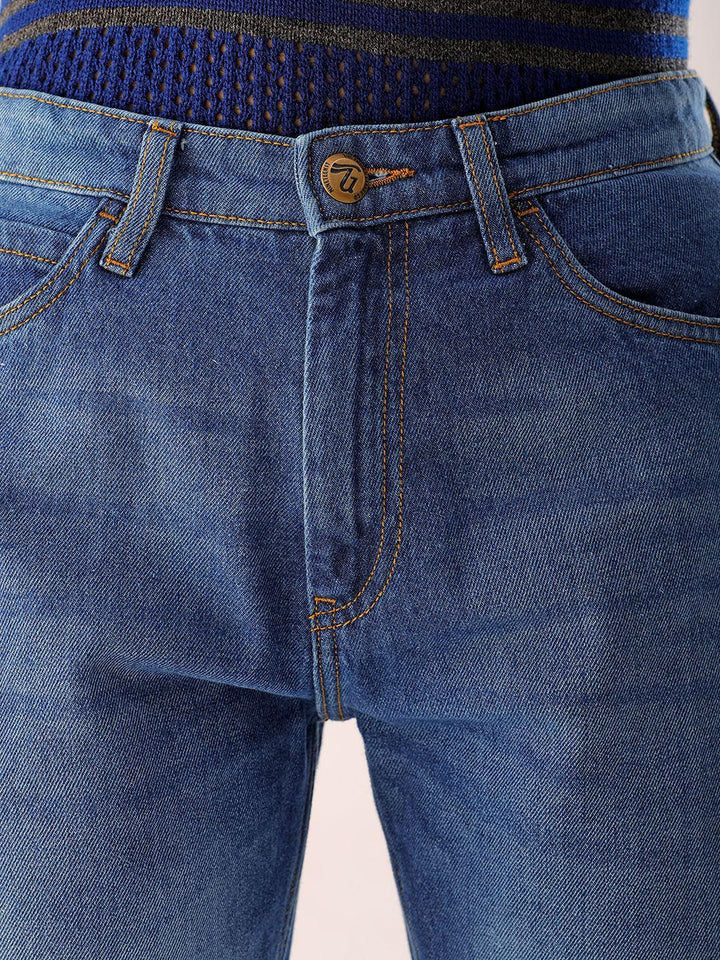 The Indian Garage Co Men Straight Fit Slash Knee Light Fade Jeans