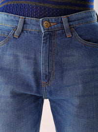 The Indian Garage Co Men Straight Fit Slash Knee Light Fade Jeans