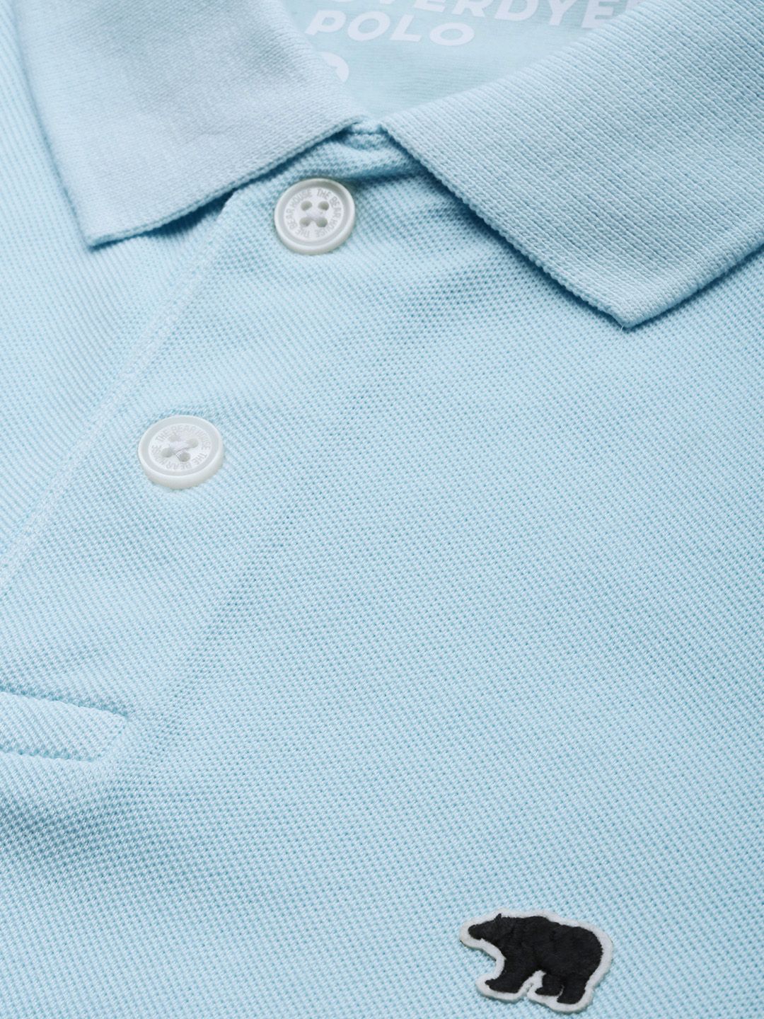 THE BEAR HOUSE Men Solid Blue Polo Collar Pure Cotton T-shirt