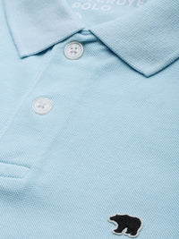 THE BEAR HOUSE Men Solid Blue Polo Collar Pure Cotton T-shirt