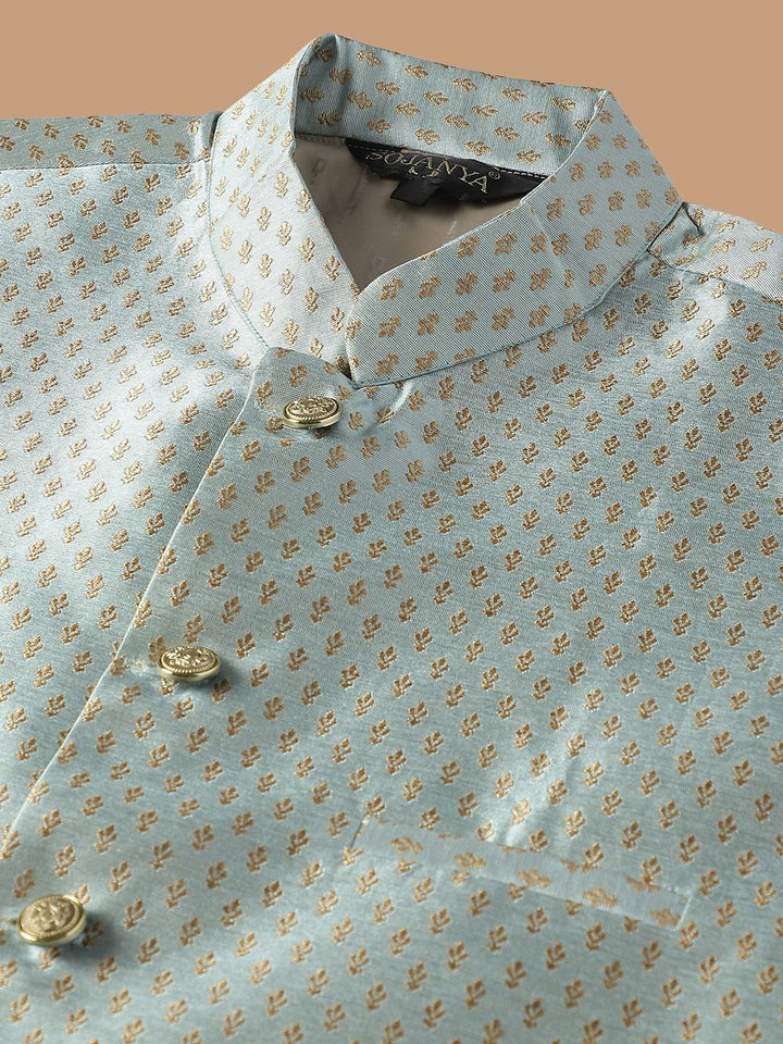 SOJANYA Ethnic Embroidered Sequinned Kurta & Churidar With Nehru Jacket