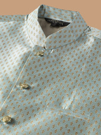 SOJANYA Kurta Labuci Sulam Etnik & Churidar Dengan Jaket Nehru