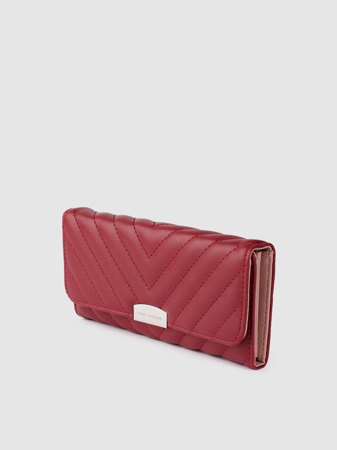 Lino Perros Women Geometric Textured Envelope Wallet with Quilted Detail