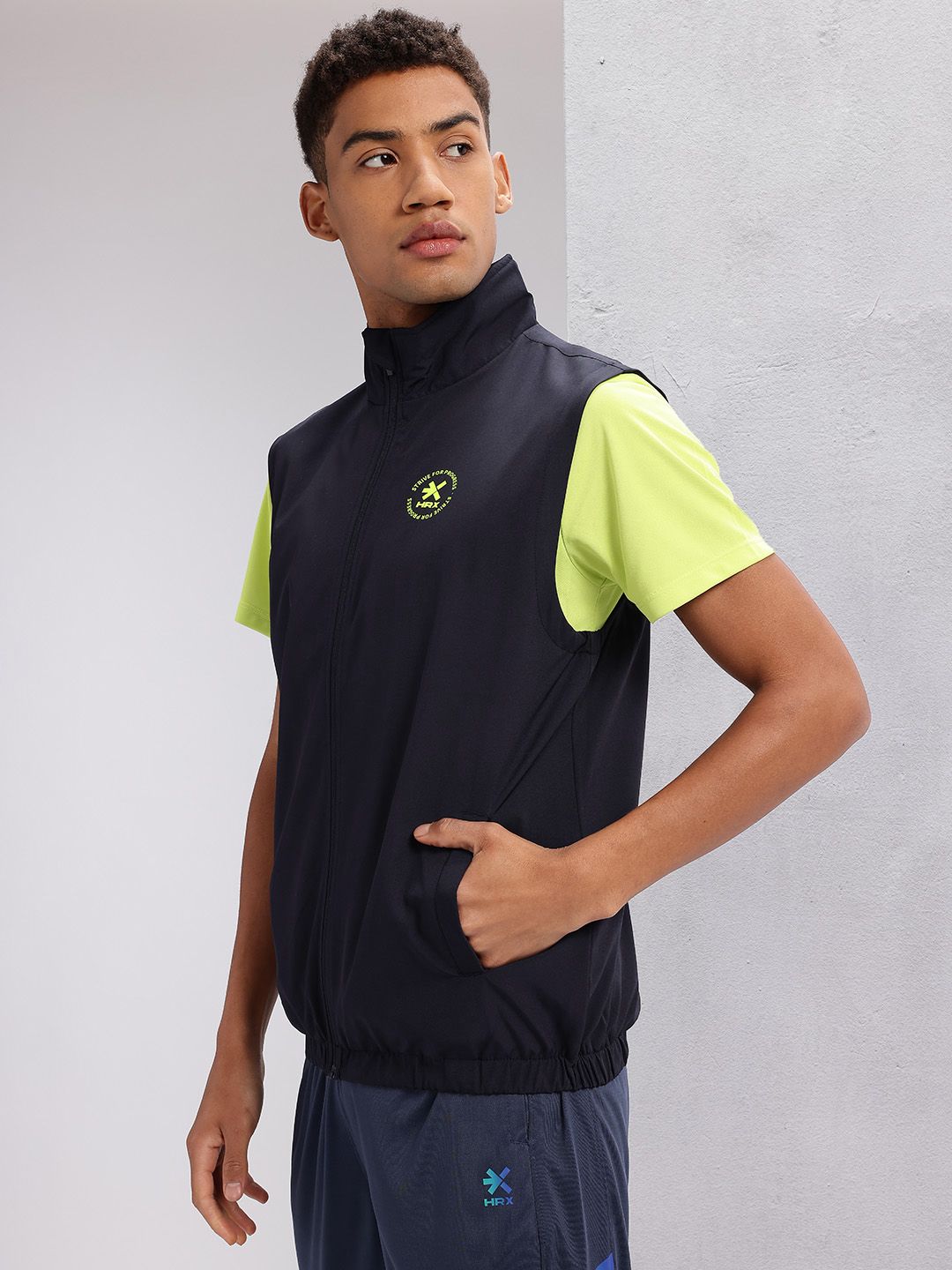 HRX by Hrithik Roshan Brand Logo Printed Detail Rapid-Dry Training Gilet Jacket