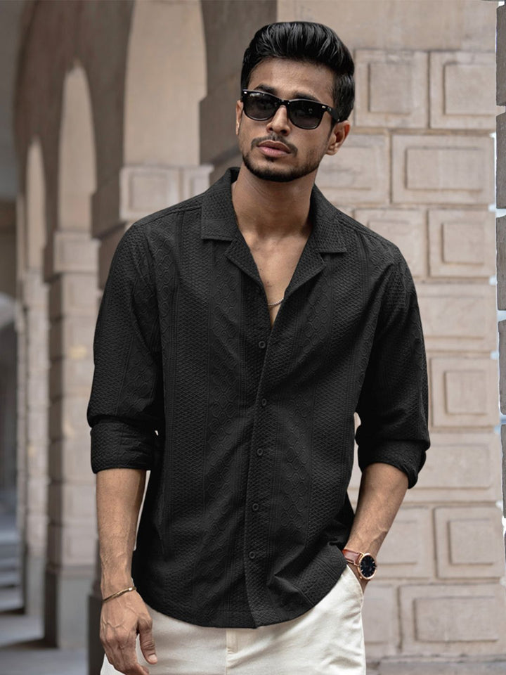 Powerlook Men Spread Collar Solid Casual Shirt