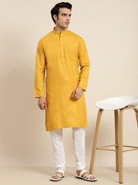 Anug by SOJANYA Men Mustard Yellow Mandarin Collar Kurta