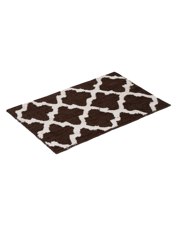 HOSTA HOMES Set Of 2 Coffee Brown & White Patterned Anti-Skid Doormats