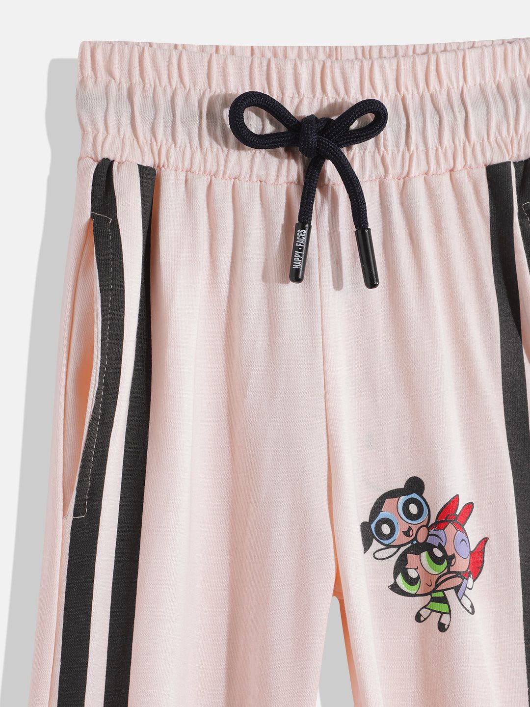 Happy Faces Girls Power Puff Printed Pleated Pure Cotton Joggers