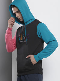 The Indian Garage Co Men Black Embroidered Hooded Sweatshirt