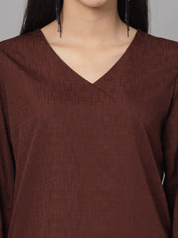Style Quotient Self Design Cuffed Sleeves Top