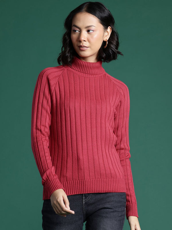 DressBerry Turtle Neck Self-Striped Pullover