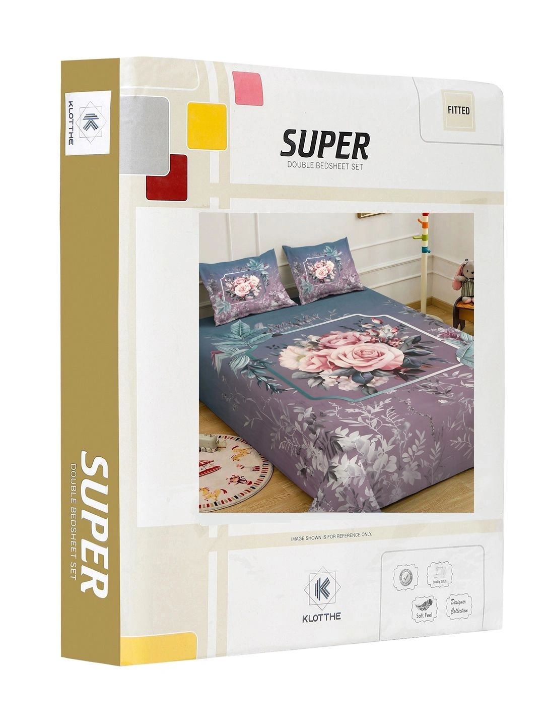 Moda Rapido X KLOTTHE Ungu & Bunga Merah Jambu 400 TC Cadar King dengan 2 Sarung Bantal