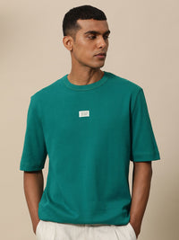 Mr Bowerbird Men Teal Green Pure Cotton Philosophy Oversized T-shirt