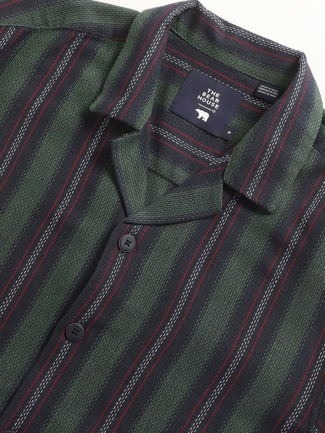 THE BEAR HOUSE Opaque Striped Cotton Casual Shirt