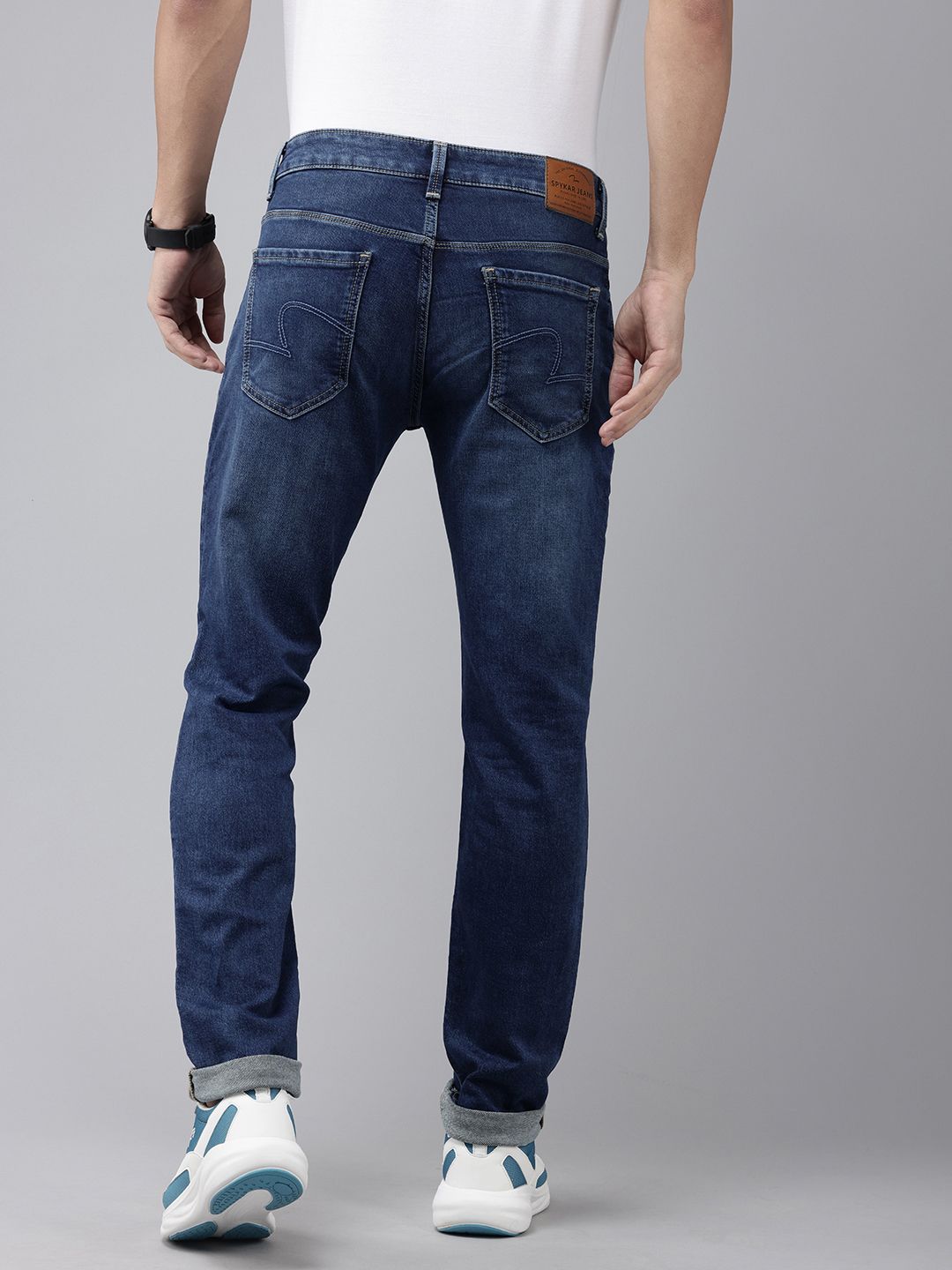 SPYKAR Men Ricardo Straight Fit Low Distress Light Fade Stretchable Jeans