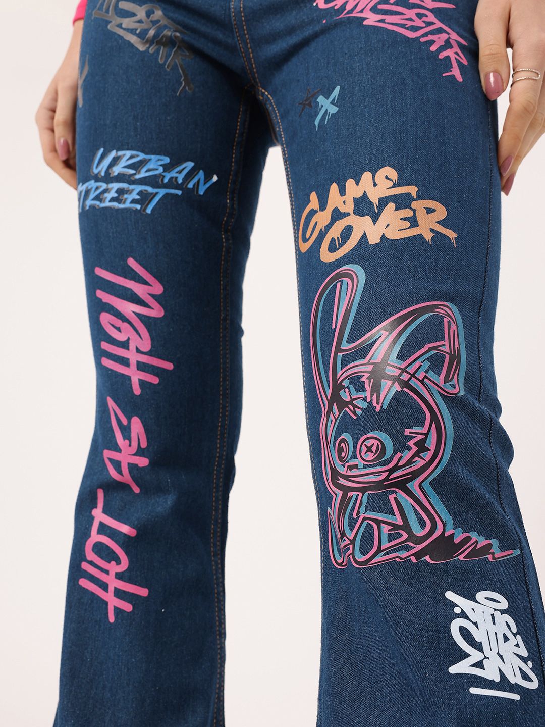 DressBerry Women Urban Gangstar Printed Bootcut Fit Jeans