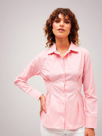 SASSAFRAS Pink Slim Fit Opaque Casual Pleated Pure Cotton Shirt