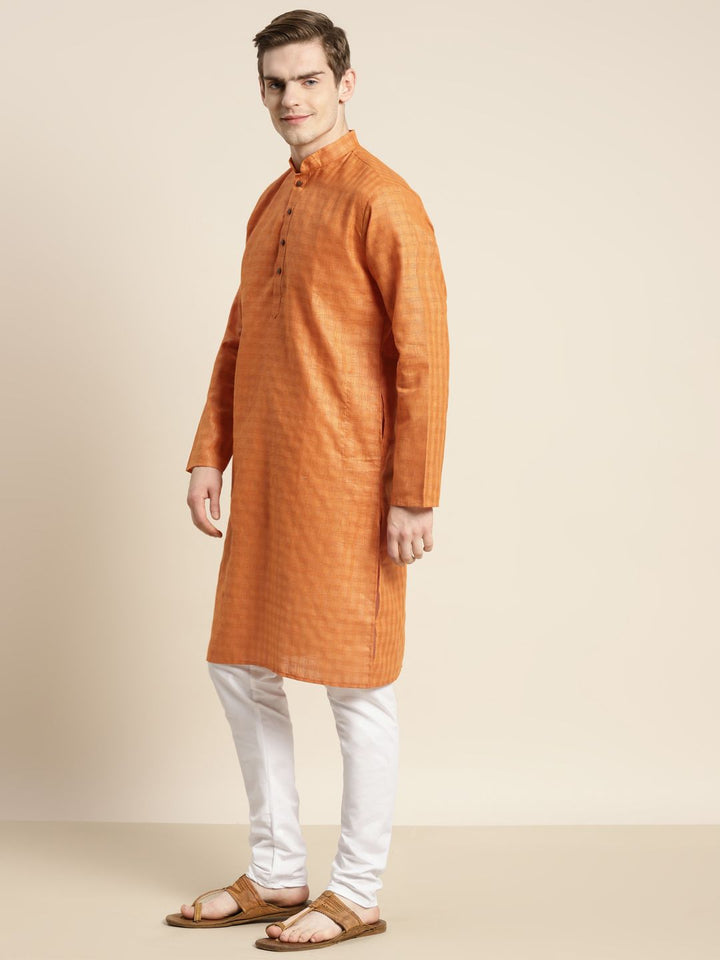 SOJANYA Men Orange Kurta with Churidar