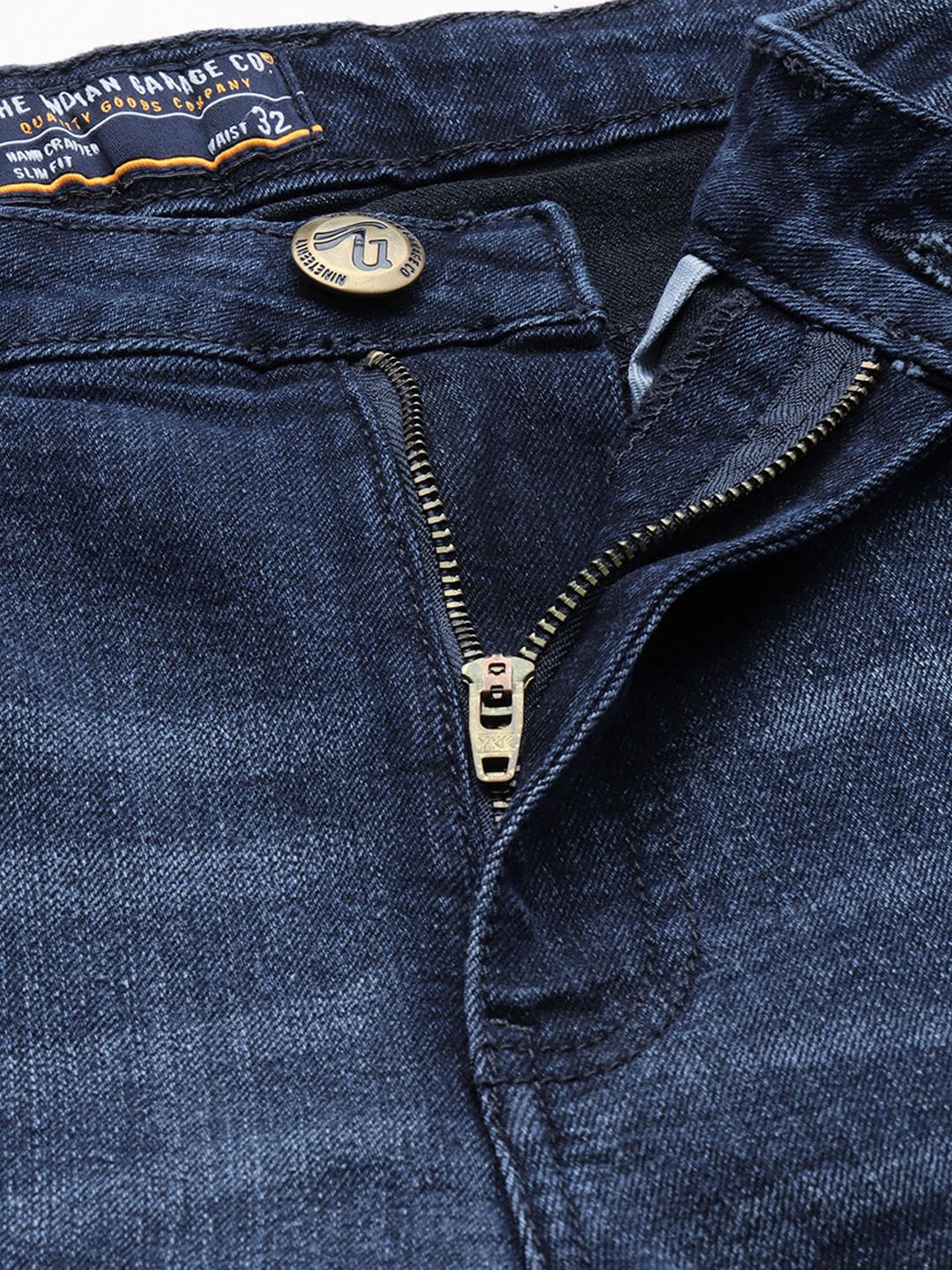 The Indian Garage Co Men Navy Blue Skinny Fit Light Fade Stretchable Jeans