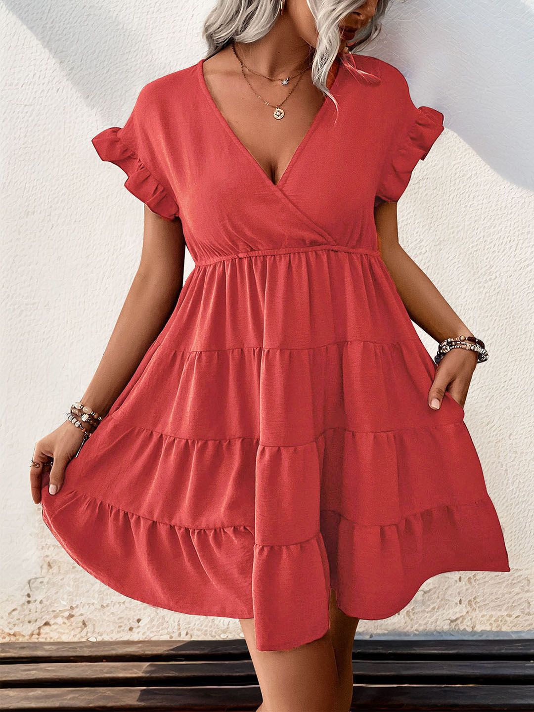 DressBerry Ruffled Fit & Flare Dress