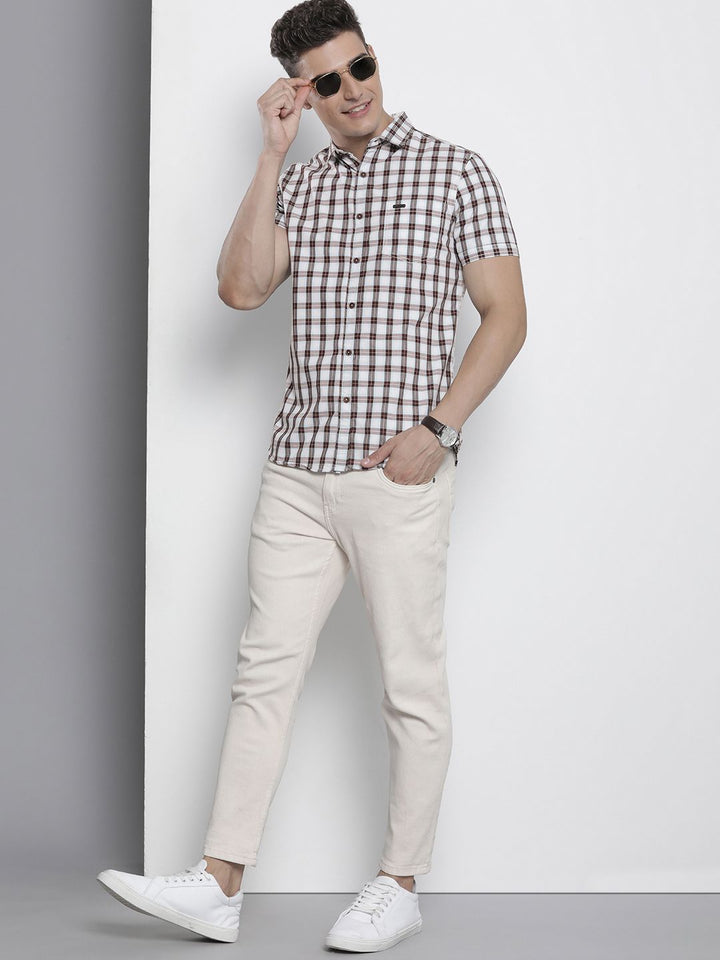 The Indian Garage Co Men Slim Fit Tartan Checked Casual Shirt