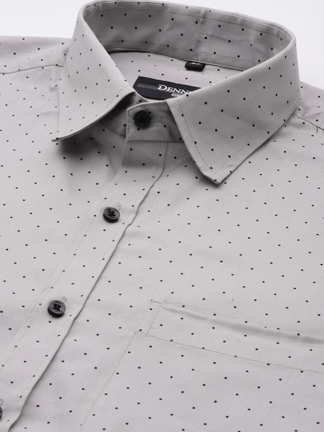 DENNISON Men Grey Smart Polka Dots Printed Formal Shirt