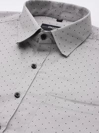 DENNISON Men Grey Smart Polka Dots Printed Formal Shirt