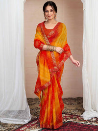 KALINI Bandhani Pure Chiffon Saree