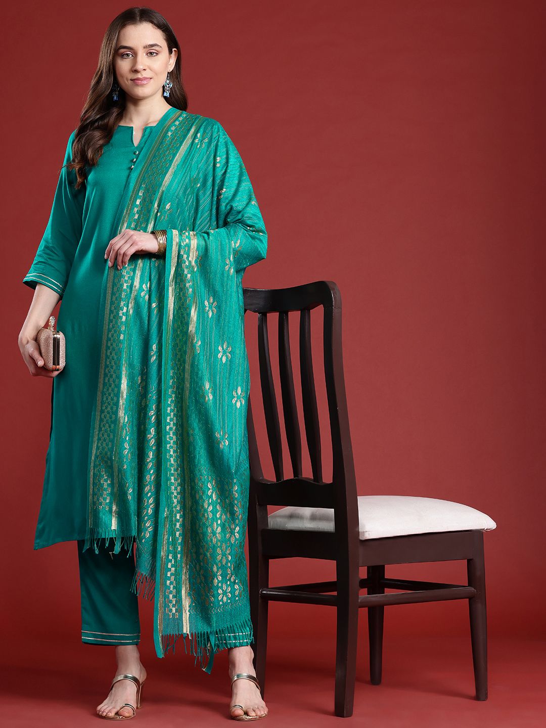 Anouk Regular Kurta with Trousers & Dupatta