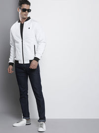 The Indian Garage Co Men Slim Fit Zip-Front Bomber Jacket with Zip Pockets