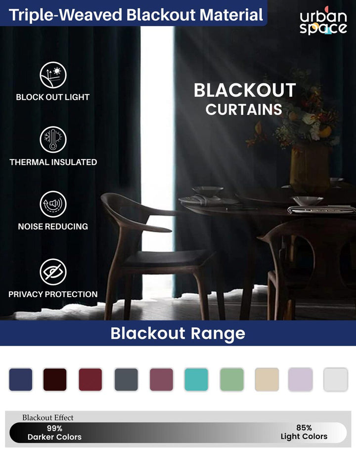 URBAN SPACE Beige 2 Pieces Black Out Window Curtain