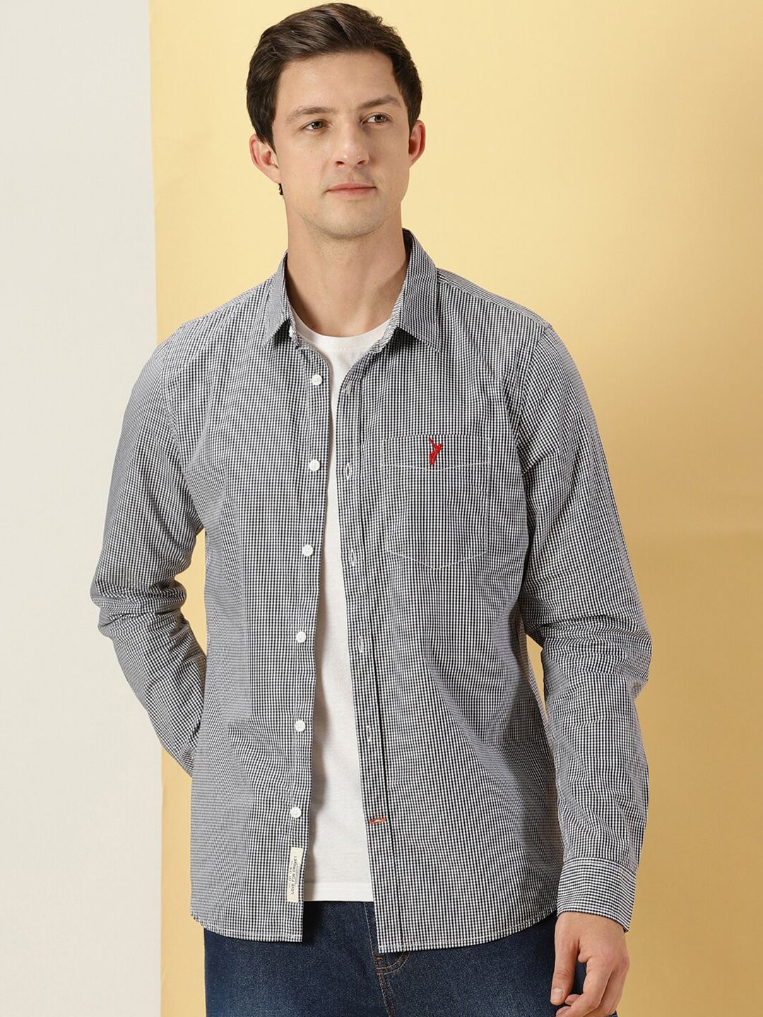 Thomas Scott Classic Slim Fit Micro Checked Pure Cotton Casual Shirt