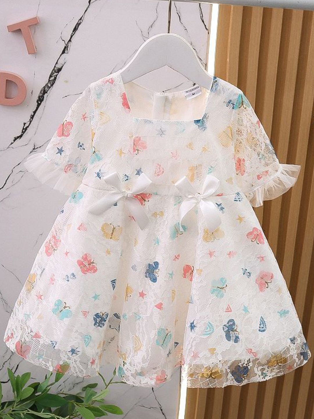 YK Girls Floral Fit & Flare Dress