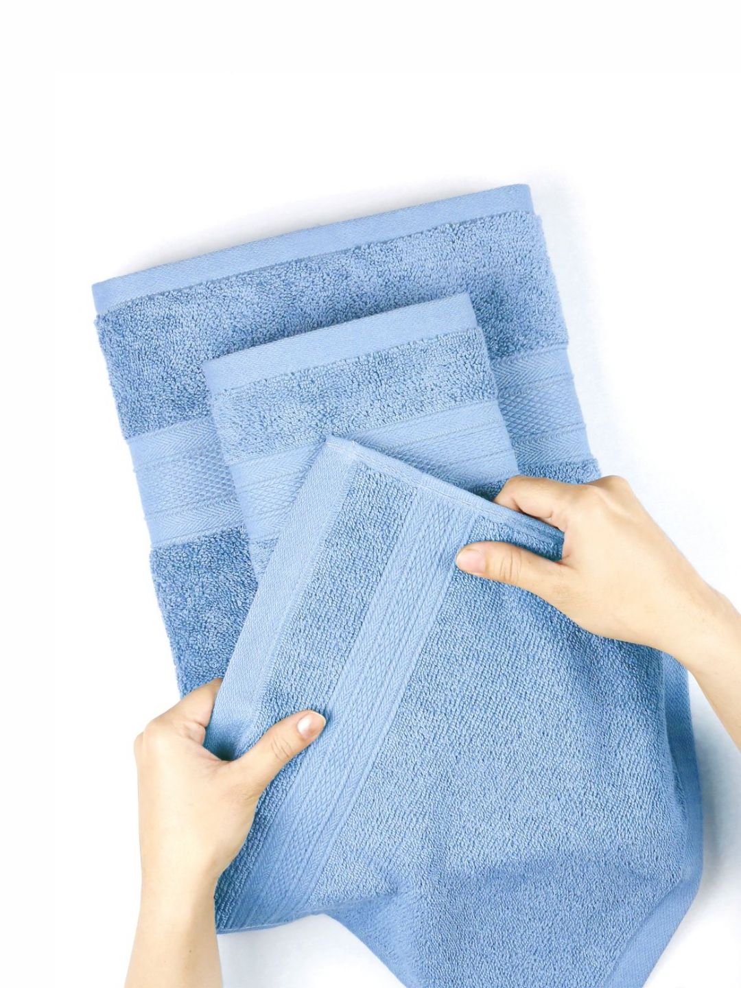 MYTRIDENT Turquoise Blue 6 Pieces Pure Cotton 500 GSM Towel Set