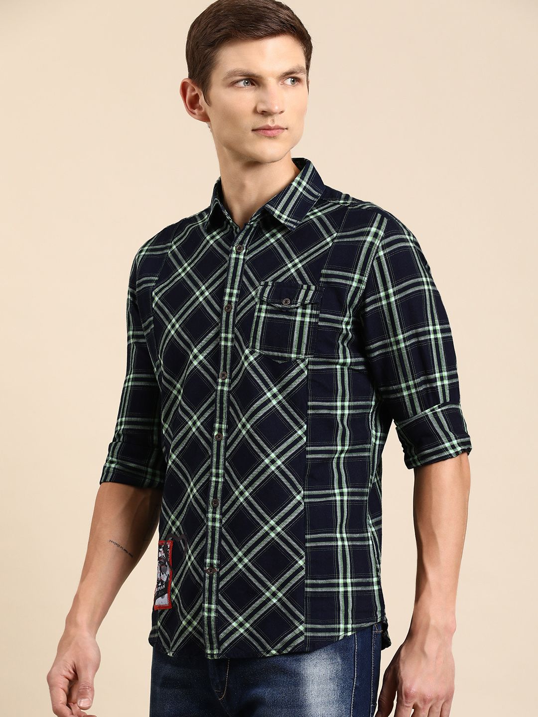 Being Human Men Pure Cotton Slim Fit Opaque Printed Casual Shirt