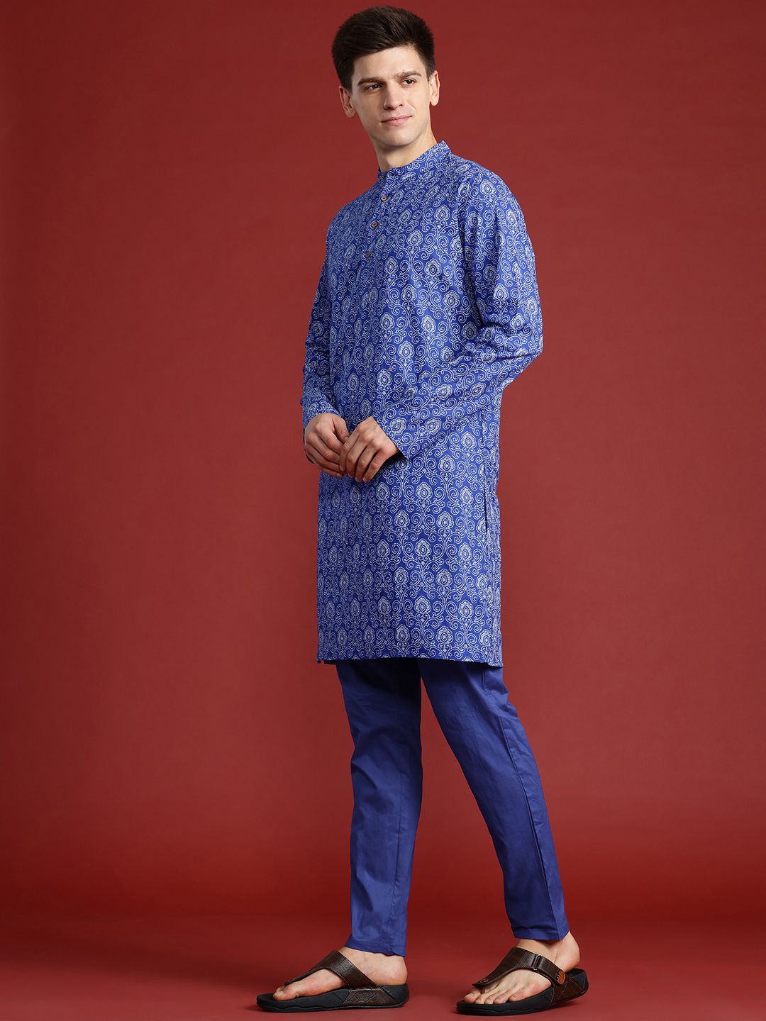 Anouk Ethnic Motifs Printed Pure Cotton Kurta with Trousers