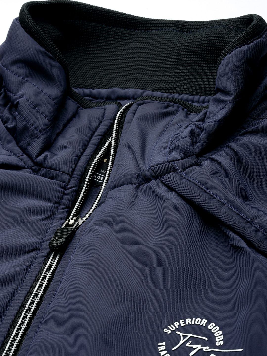 The Indian Garage Co Men Blue Solid Biker Jacket