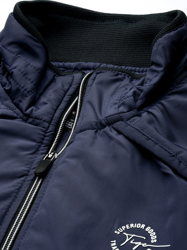 The Indian Garage Co Men Blue Solid Biker Jacket