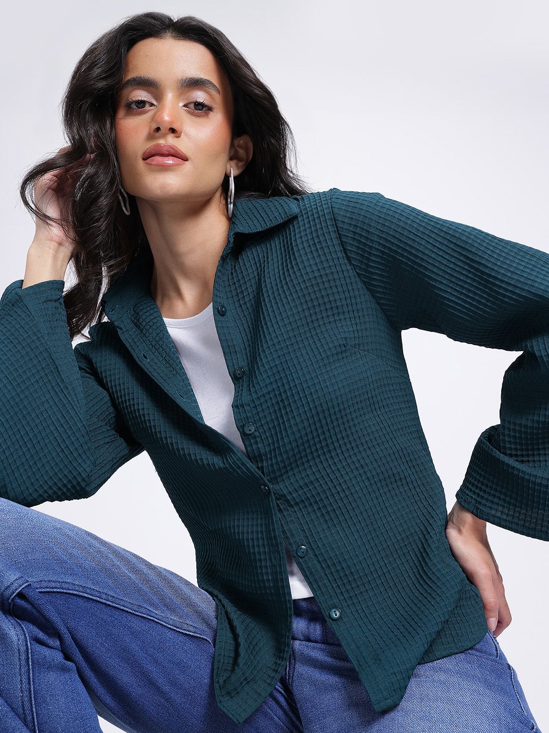 DressBerry Waffle Vibe Textured Shirt