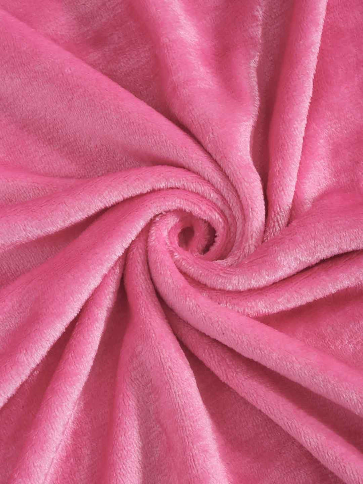 KLOTTHE Pink Woolen 300 TC Fitted Single Bedsheet With Pillow Cover