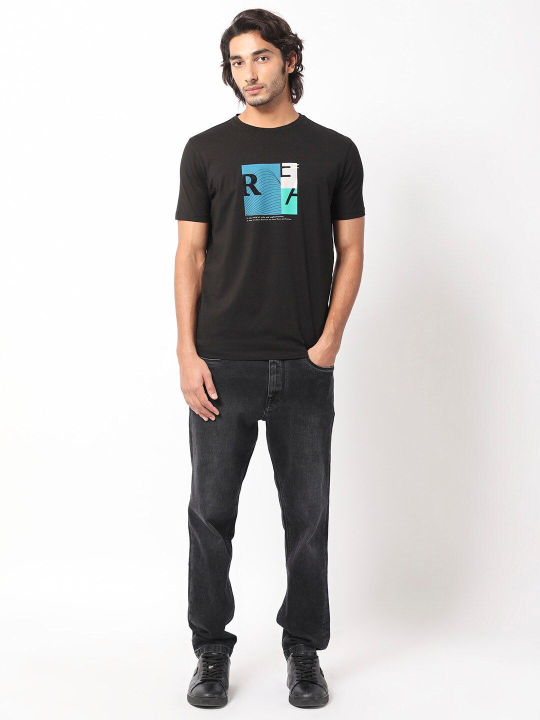 RARE RABBIT Men Rings-4 Slim Fit Solid Polo Collar T-Shirt