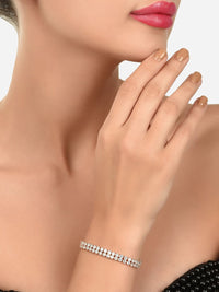 Set Mutiara Zaveri 2 Gelang Salutan Loyang Putih Cubic Zirconia Putih Bersalut Emas