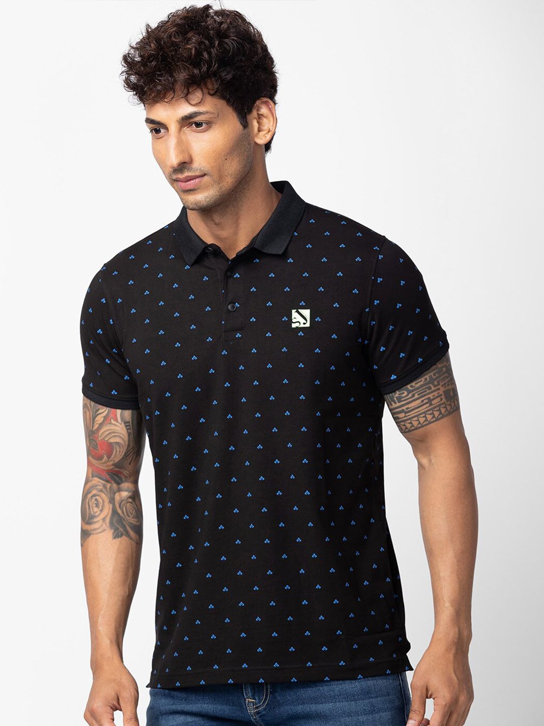 SPYKAR Men Printed Polo Collar Slim Fit T-shirt