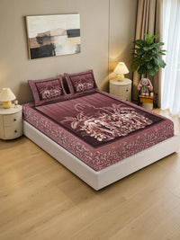 KLOTTHE Rust 140 TC King Bedsheet with 2 Pillow Covers