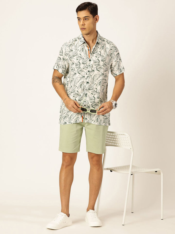 Thomas Scott Men Premium Tropical Printed Spread Collar Casual Shirt