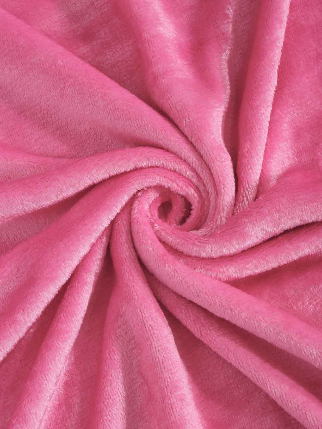 KLOTTHE Pink Woolen 300TC Single Bedsheet With Pillow Cover