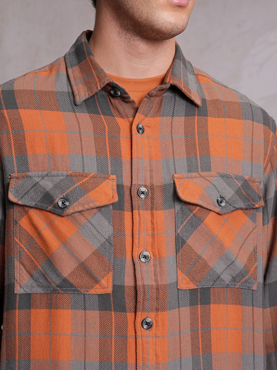 Locomotive Dobby Textured Checked Utility Pocket Overshirt