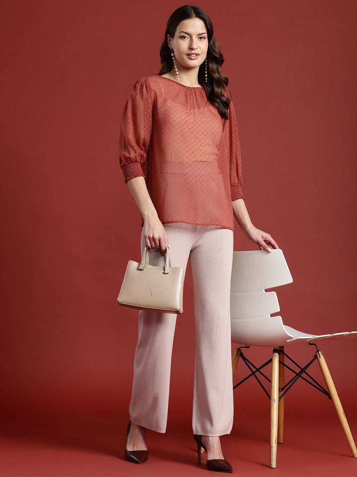 all about you Dobby Weave Sheer Top